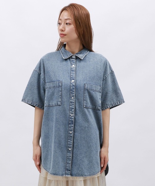 LAKOLE（ラコレ）の「ケミカルウォッシュシャツ半袖 / 128640（シャツ/ブラウス・レディース・ライトブルー/ブラック/ブルー・FREE）」の20枚目の写真