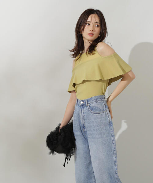 PROPORTION BODY DRESSING（プロポーションボディドレッシング）の「デコルテシアーフレアニット / 1214270706（ニット/セーター・レディース・ブラウン系その他/イエロー/ブラック・FREE）」の5枚目の写真