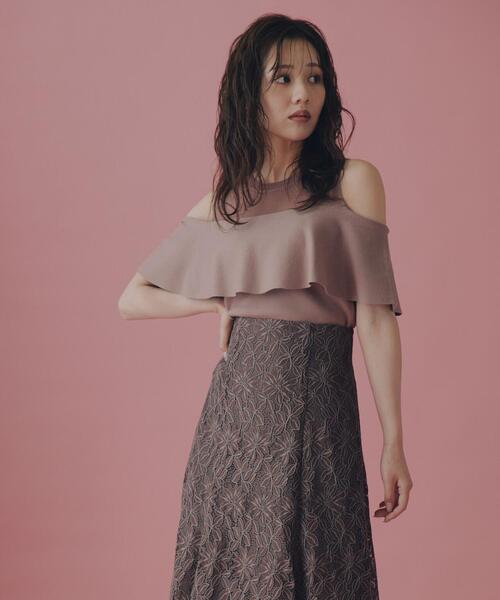 PROPORTION BODY DRESSING（プロポーションボディドレッシング）の「デコルテシアーフレアニット / 1214270706（ニット/セーター・レディース・ブラウン系その他/イエロー/ブラック・FREE）」の2枚目の写真