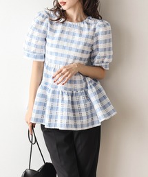 ペプラム」に該当するシャツ/ブラウス（チェック柄）ファッション通販