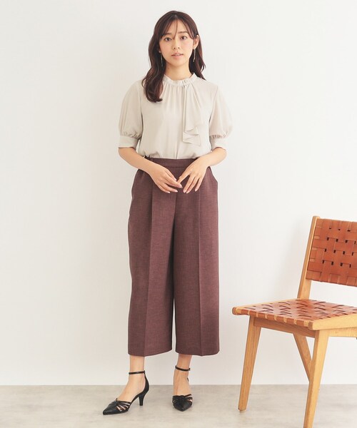 index（インデックス）の「◆アシメボウタイブラウス【洗濯機洗い可/イージーアイロン】（シャツ/ブラウス・レディース・ナチュラル/ホワイト系3/ネイビー・40/38/42/36）」の5枚目の写真