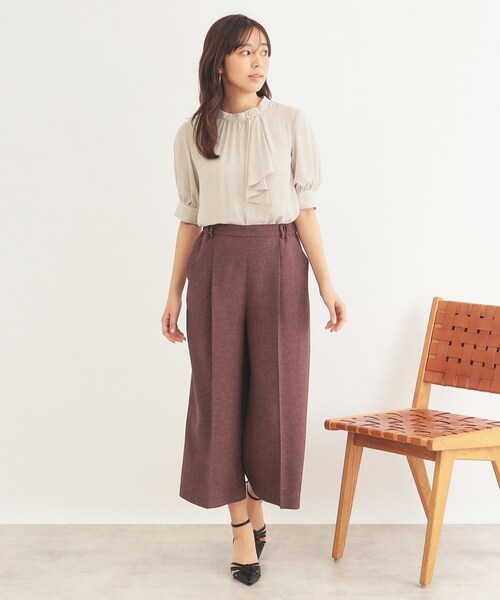 index（インデックス）の「◆アシメボウタイブラウス【洗濯機洗い可/イージーアイロン】（シャツ/ブラウス・レディース・ナチュラル/ホワイト系3/ネイビー・40/38/42/36）」の6枚目の写真