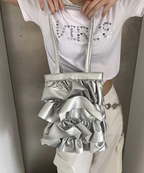 Vipoa（ヴィポア）の「tiered frill mini tote（トートバッグ・レディース・ブラック/シルバー・FREE）」の7枚目の写真