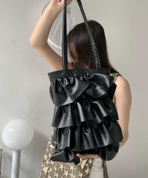 Vipoa（ヴィポア）の「tiered frill mini tote（トートバッグ・レディース・ブラック/シルバー・FREE）」の14枚目の写真