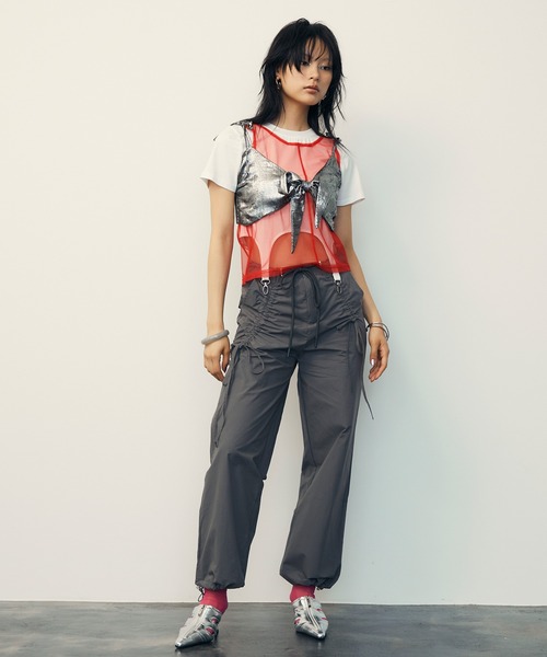 uyu.（ウユ）の「Ballet Core Ribbon Bustier /バレエコア リボンミニビスチェ【uyu./ウユ】（キャミソール・レディース・シルバー・FREE）」の7枚目の写真