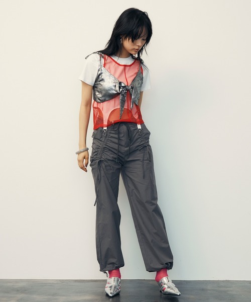 uyu.（ウユ）の「Ballet Core Ribbon Bustier /バレエコア リボンミニビスチェ【uyu./ウユ】（キャミソール・レディース・シルバー・FREE）」の8枚目の写真