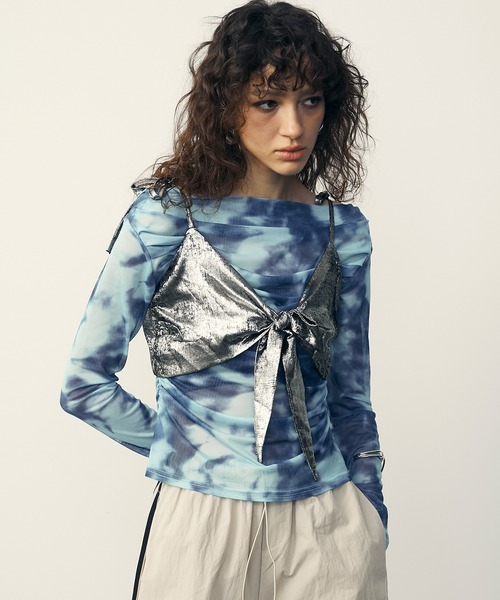 uyu.（ウユ）の「Ballet Core Ribbon Bustier /バレエコア リボンミニビスチェ【uyu./ウユ】（キャミソール・レディース・シルバー・FREE）」の13枚目の写真