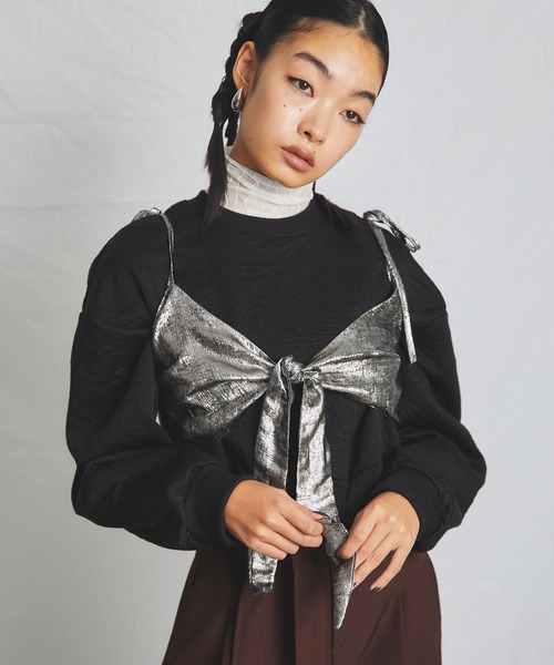 uyu.（ウユ）の「Ballet Core Ribbon Bustier /バレエコア リボンミニビスチェ【uyu./ウユ】（キャミソール・レディース・シルバー・FREE）」の21枚目の写真