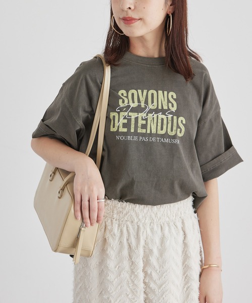 ROPE' PICNIC(ロペピクニック)の「オーバーサイズピグメントロゴプリントTシャツ(Tシャツ/カットソー・レディース・チャコールグレー/オフホワイト・38)」の15枚目の写真