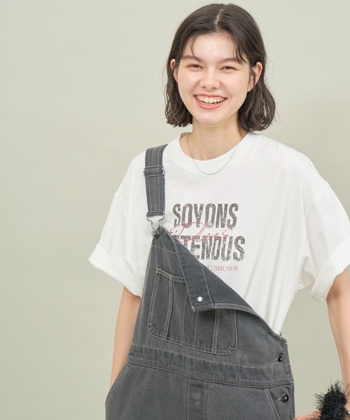 ROPE' PICNIC(ロペピクニック)の「オーバーサイズピグメントロゴプリントTシャツ(Tシャツ/カットソー・レディース・チャコールグレー/オフホワイト・38)」の6枚目の写真