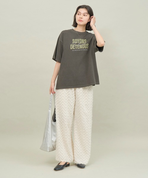 ROPE' PICNIC(ロペピクニック)の「オーバーサイズピグメントロゴプリントTシャツ(Tシャツ/カットソー・レディース・チャコールグレー/オフホワイト・38)」の8枚目の写真