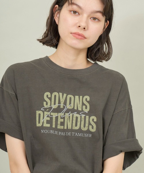 ROPE' PICNIC(ロペピクニック)の「オーバーサイズピグメントロゴプリントTシャツ(Tシャツ/カットソー・レディース・チャコールグレー/オフホワイト・38)」の13枚目の写真