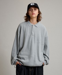 WAFFLE LONG POLO SHIRT / ワッフルロングポロシャツ