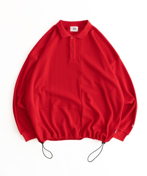 WETTEMPT(ウィテンプト)の「WAFFLE LONG POLO SHIRT / ワッフルロングポロシャツ(ポロシャツ・メンズ・レッド/ブラック/グレー・SMALL/MEDIUM/LARGE)」の3枚目の写真
