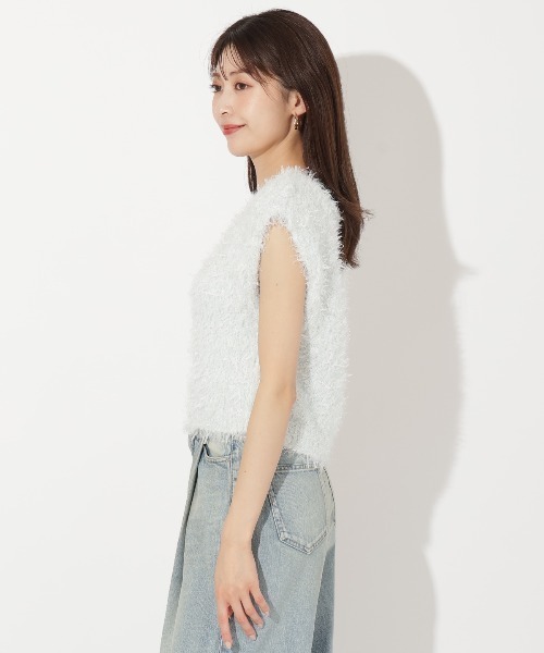 AND COUTURE(アンドクチュール)の「ふわニットノースリラメプルオーバー(ニット/セーター・レディース・ベージュ/ブルー/サックスブルー・FREE)」の9枚目の写真