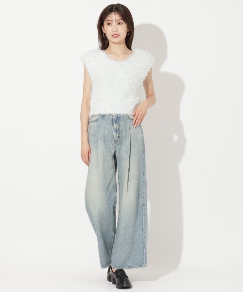 AND COUTURE(アンドクチュール)の「ふわニットノースリラメプルオーバー(ニット/セーター・レディース・ベージュ/ブルー/サックスブルー・FREE)」の11枚目の写真