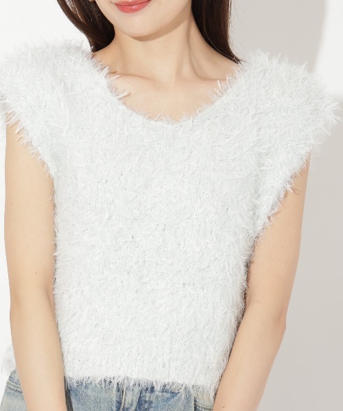 AND COUTURE(アンドクチュール)の「ふわニットノースリラメプルオーバー(ニット/セーター・レディース・ベージュ/ブルー/サックスブルー・FREE)」の12枚目の写真