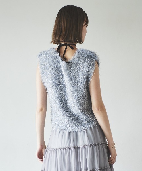 AND COUTURE(アンドクチュール)の「ふわニットノースリラメプルオーバー(ニット/セーター・レディース・ベージュ/ブルー/サックスブルー・FREE)」の15枚目の写真