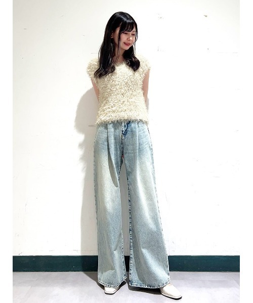 AND COUTURE(アンドクチュール)の「ふわニットノースリラメプルオーバー(ニット/セーター・レディース・ベージュ/ブルー/サックスブルー・FREE)」の21枚目の写真