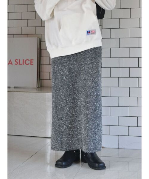 Ungrid（アングリッド）の「ラメニットアイラインスカート（スカート・レディース・シルバー/ブラック・FREE）」の2枚目の写真