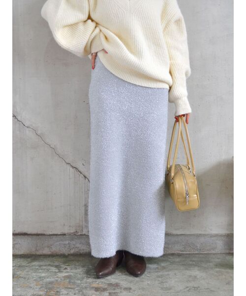 Ungrid（アングリッド）の「ラメニットアイラインスカート（スカート・レディース・シルバー/ブラック・FREE）」の3枚目の写真