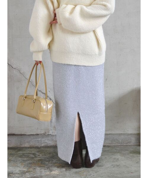 Ungrid（アングリッド）の「ラメニットアイラインスカート（スカート・レディース・シルバー/ブラック・FREE）」の4枚目の写真