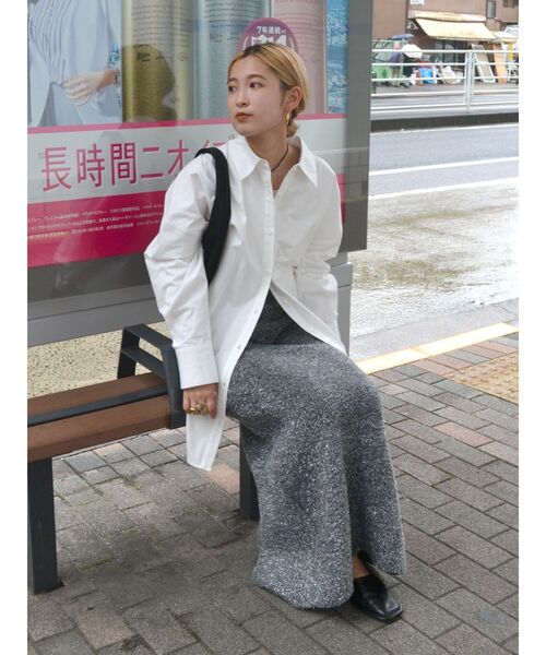 Ungrid（アングリッド）の「ラメニットアイラインスカート（スカート・レディース・シルバー/ブラック・FREE）」の9枚目の写真