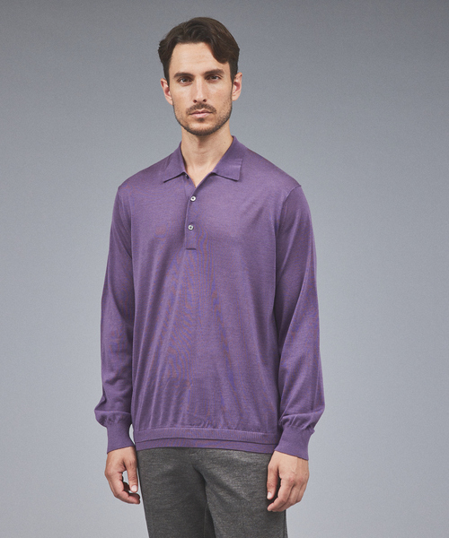DESIGNWORKS(デザインワークス)の「【Super120S】ニット ポロシャツ(ニット/セーター・メンズ・バイオレット/チャコールグレー/ライトベージュ・46/48/50)」の3枚目の写真