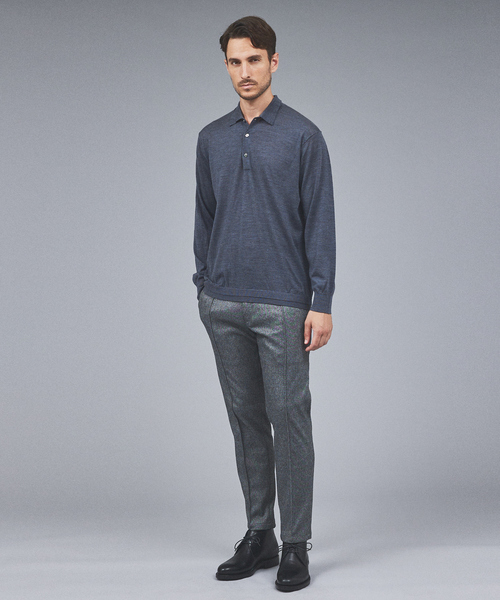 DESIGNWORKS(デザインワークス)の「【Super120S】ニット ポロシャツ(ニット/セーター・メンズ・バイオレット/チャコールグレー/ライトベージュ・46/48/50)」の4枚目の写真