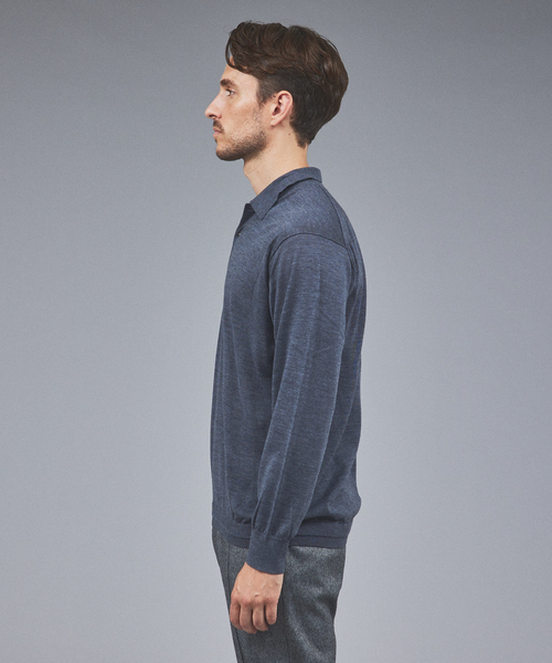 DESIGNWORKS(デザインワークス)の「【Super120S】ニット ポロシャツ(ニット/セーター・メンズ・バイオレット/チャコールグレー/ライトベージュ・46/48/50)」の5枚目の写真
