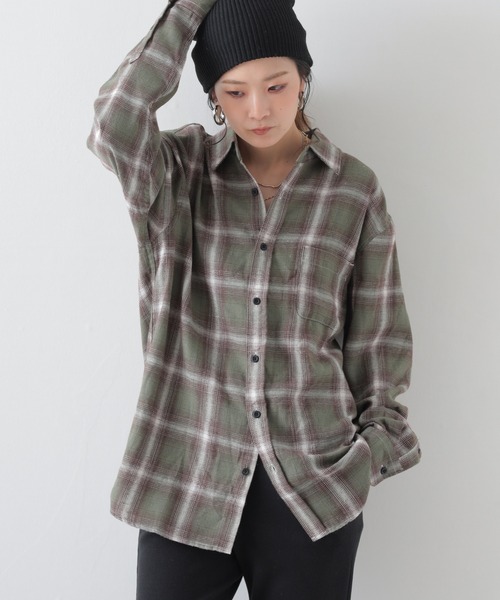 GLOVE HOUSE（グローブハウス）の「GLOVEHOUSE TC オンブレ ネルチェックシャツ（シャツ/ブラウス・メンズ・ブラック/ホワイト/ブルー/ブラウン/ダークグリーン/レッド/サックスブルー/ベージュ/ブラック系/ベージュ系/グリーン/ダークグリーン系/ブラウン系・L/M/LL）」の9枚目の写真
