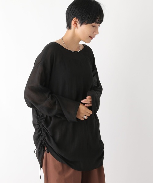 LEPSIM（レプシィム）の「シアードロストチュニックワンピース　138020（チュニック・レディース・カーキブラウン/オフホワイト/ブラック・FREE）」の11枚目の写真