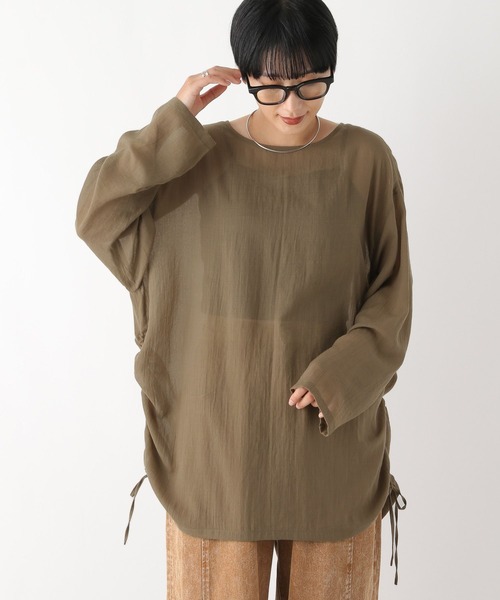 LEPSIM（レプシィム）の「シアードロストチュニックワンピース　138020（チュニック・レディース・カーキブラウン/オフホワイト/ブラック・FREE）」の18枚目の写真