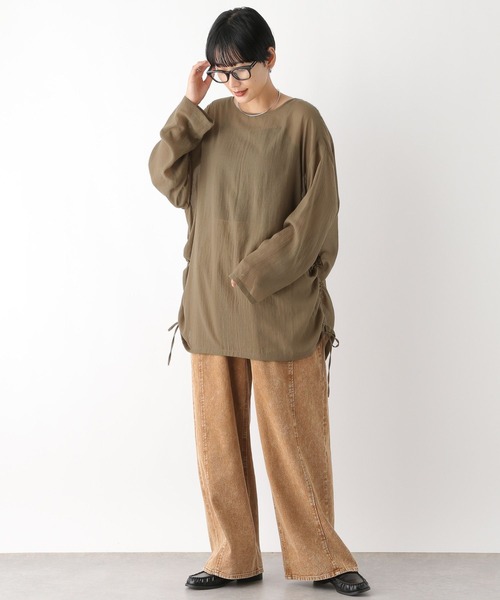 LEPSIM（レプシィム）の「シアードロストチュニックワンピース　138020（チュニック・レディース・カーキブラウン/オフホワイト/ブラック・FREE）」の21枚目の写真