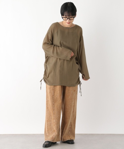 LEPSIM（レプシィム）の「シアードロストチュニックワンピース　138020（チュニック・レディース・カーキブラウン/オフホワイト/ブラック・FREE）」の22枚目の写真