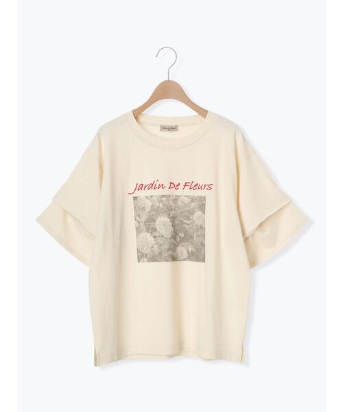 Samansa Mos2（サマンサ モスモス）の「転写プリント袖タックTシャツ（Tシャツ/カットソー・レディース・キャメル/グレー/チャコールグレー/キナリ・F）」の12枚目の写真