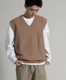 aimoha(�A�C���n)�́yaimoha neo�z Textured V-Neck Knit Vest(�x�X�g)