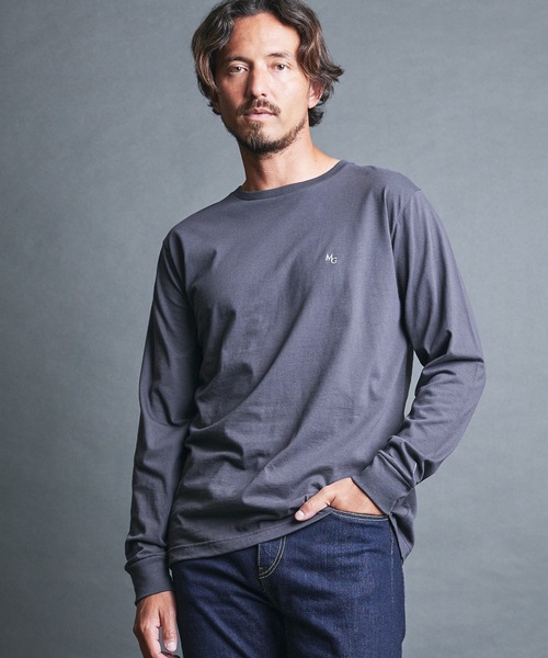 Magine(マージン)の「CTN EMBROIDERY TOUR TEE L/S:コットン 刺繍入り ツアー ロングスリーブ(Tシャツ/カットソー・メンズ・オリーブ/チャコールグレー/ホワイト/ブラック・44/46/48)」の1枚目の写真