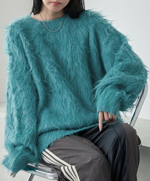 MONO-MART（モノマート）の「ボリュームシャギーミックスジャガードクルーニット（ニット/セーター・レディース・アイボリー/グレー/ブラウン系/ブルー/ブラック系・S/FREE）」の17枚目の写真