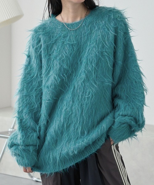 MONO-MART（モノマート）の「ボリュームシャギーミックスジャガードクルーニット（ニット/セーター・レディース・アイボリー/グレー/ブラウン系/ブルー/ブラック系・S/FREE）」の18枚目の写真