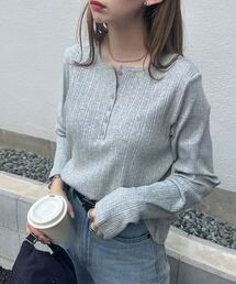 KOBE LETTUCE（コウベレタス）の「ヘンリーネックリブロンT（Tシャツ/カットソー）」