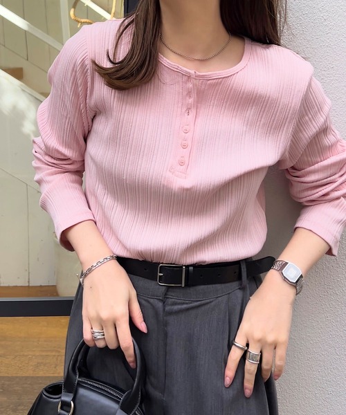 セール】ヘンリーネックリブロンT（Tシャツ/カットソー）｜KOBE