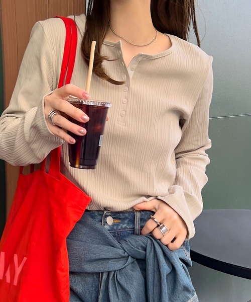 セール】ヘンリーネックリブロンT（Tシャツ/カットソー）｜KOBE