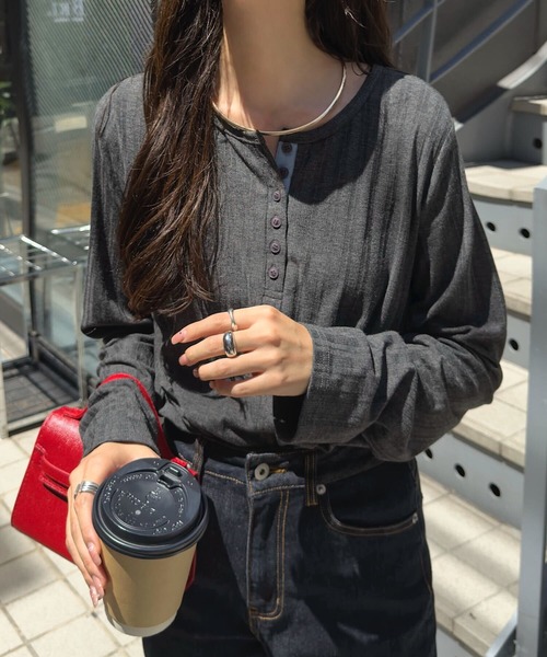 セール】ヘンリーネックリブロンT（Tシャツ/カットソー）｜KOBE