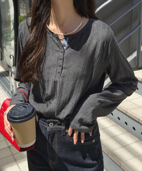 希少 カベサロッソ ヘムハートリブロンT VERY別注 長袖カットソー グレー 希少 カベサロッソ ヘムハートリブロンT VERY別注 長袖