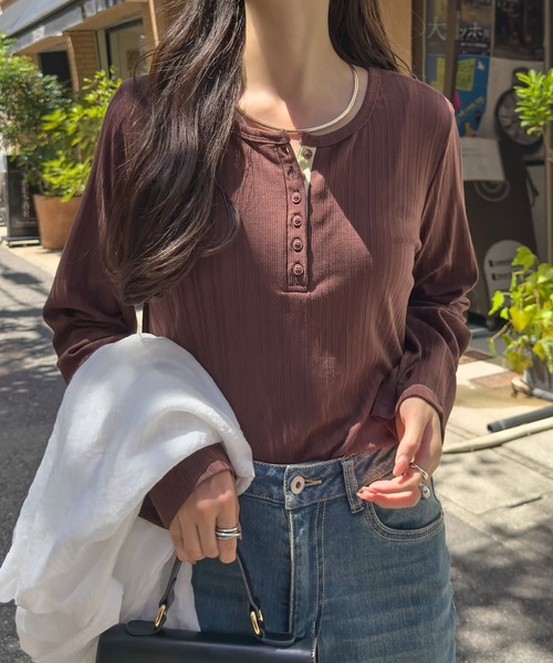 セール】ヘンリーネックリブロンT（Tシャツ/カットソー）｜KOBE