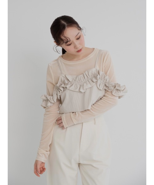 jumelle（ジュメロ）の「taffeta frill cami（キャミソール・レディース・ベージュ/グレー・MEDIUM）」の13枚目の写真