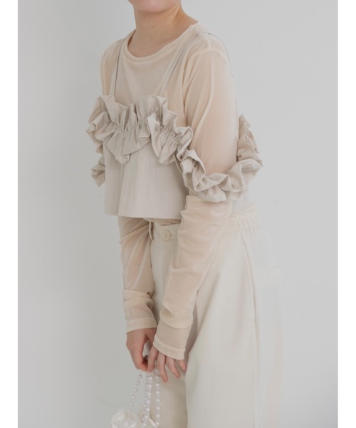 jumelle（ジュメロ）の「taffeta frill cami（キャミソール・レディース・ベージュ/グレー・MEDIUM）」の14枚目の写真