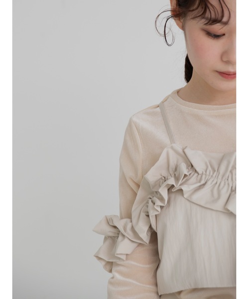 jumelle（ジュメロ）の「taffeta frill cami（キャミソール・レディース・ベージュ/グレー・MEDIUM）」の17枚目の写真