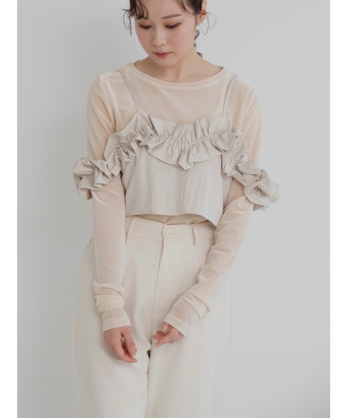 jumelle（ジュメロ）の「taffeta frill cami（キャミソール・レディース・ベージュ/グレー・MEDIUM）」の18枚目の写真